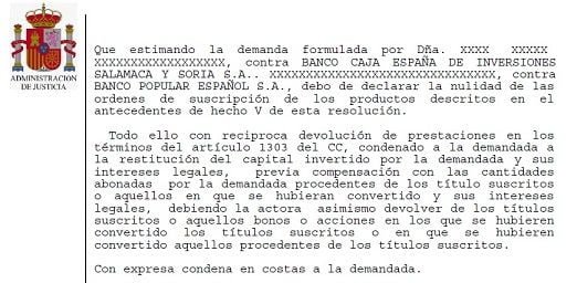 sentencia ganada preferentes por Merino Fernández Abogados